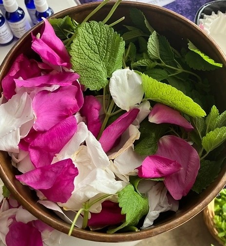 Flower petals in a bowl